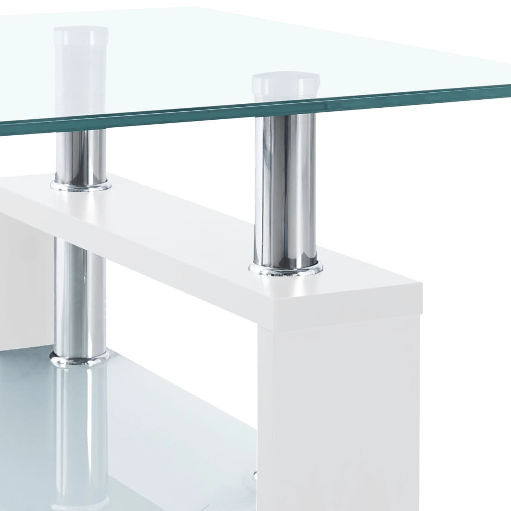 Mesa de centro vidrio templado blanco transparente 95x55x40 cm vidaXL