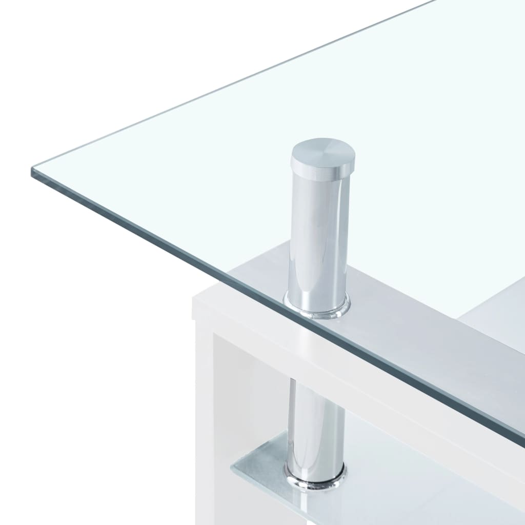 Mesa de centro vidrio templado blanco transparente 95x55x40 cm vidaXL