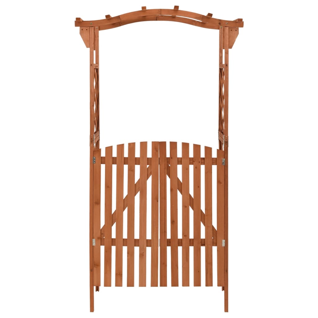 Pérgola con puerta madera maciza de abeto 116x40x204 cm