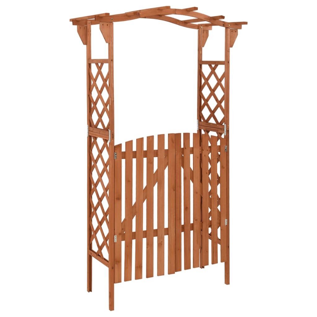 Vetonek Pérgola con puerta madera maciza de abeto 116x40x204 cm