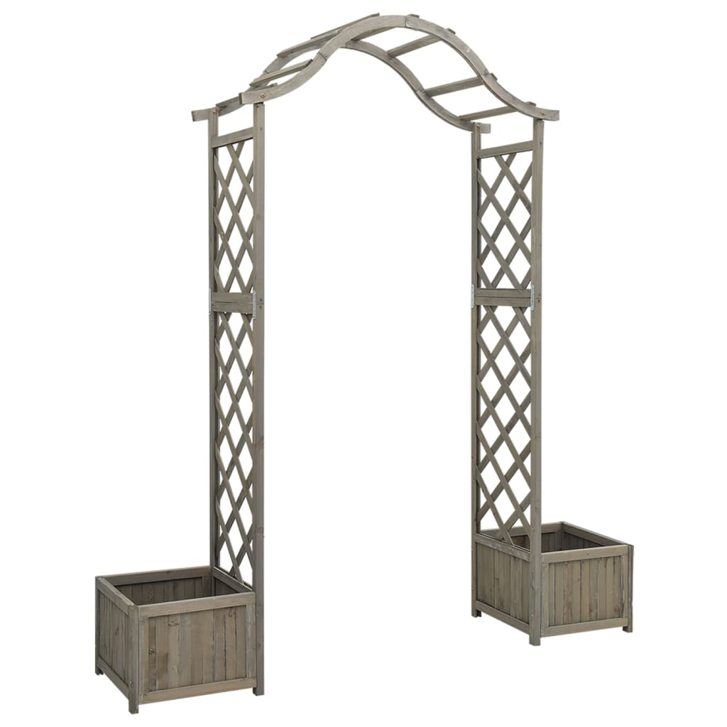 Vetonek Pérgola de jardín con jardinera madera maciza de abeto gris