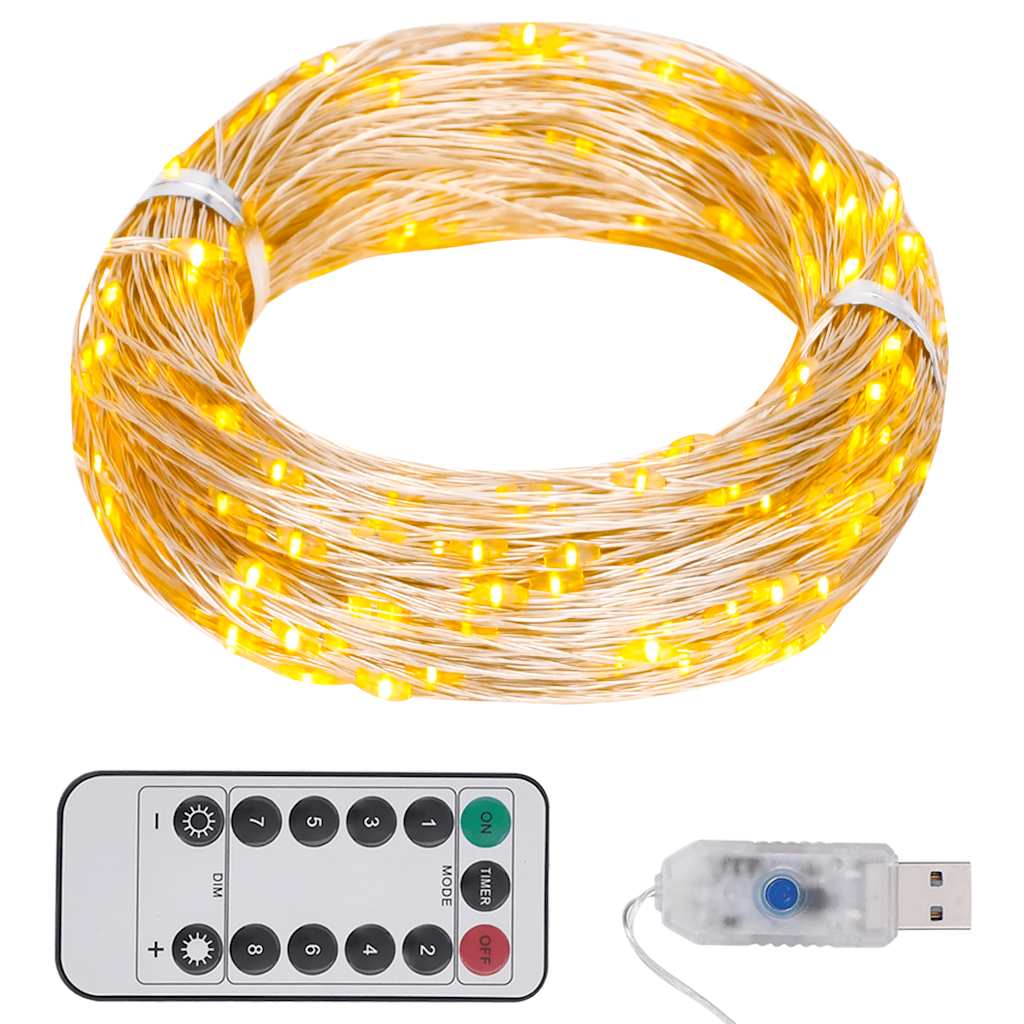 Vetonek Tira de luces con 150 LED blanco cálido PVC 15 m