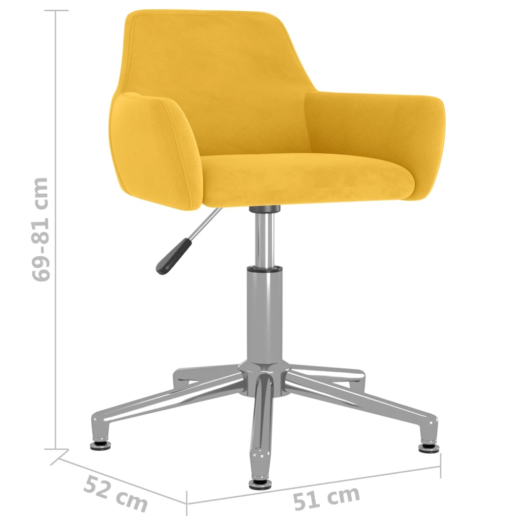 Sillas de comedor giratorias 2 uds terciopelo amarillo vidaXL