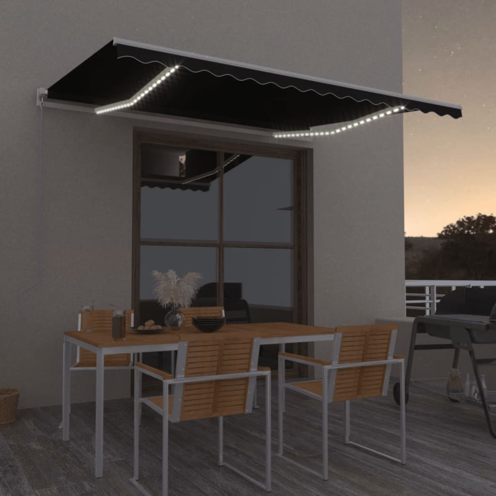 Vetonek Toldo retráctil manual con LED gris antracita 400x300 cm