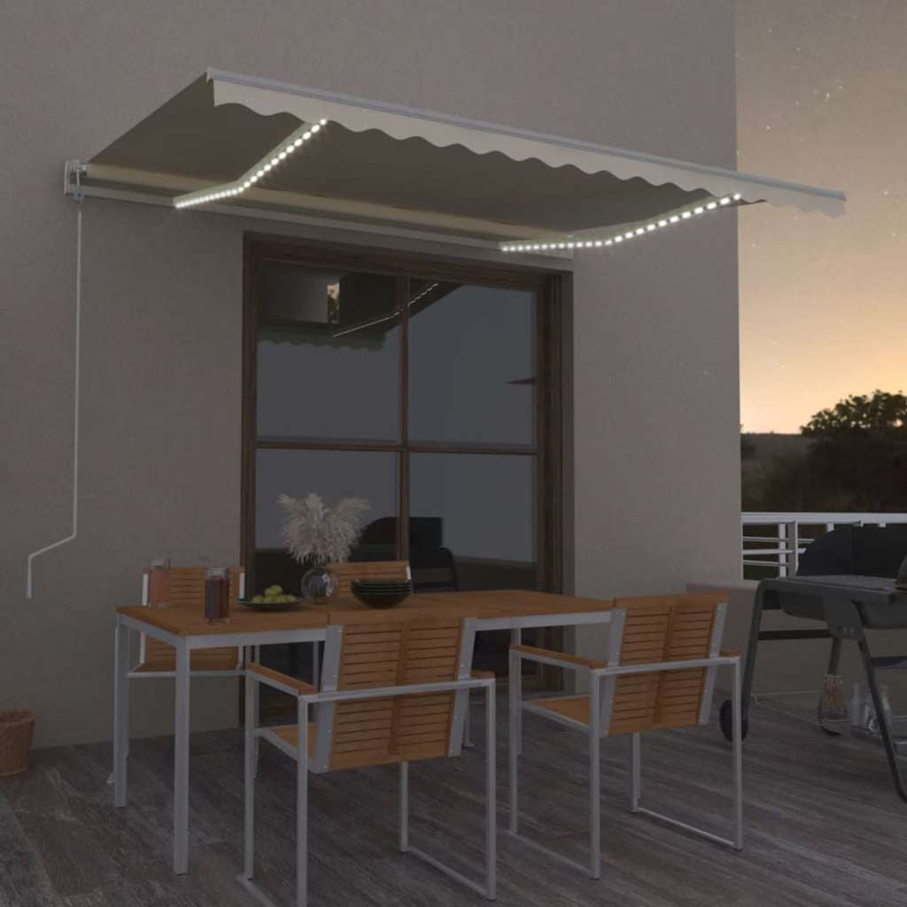 Vetonek Toldo automático con LED sensor de viento crema 400x300 cm