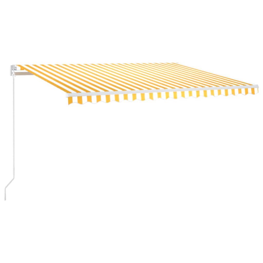 Toldo retráctil manual amarillo y blanco 450x300 cm vidaXL