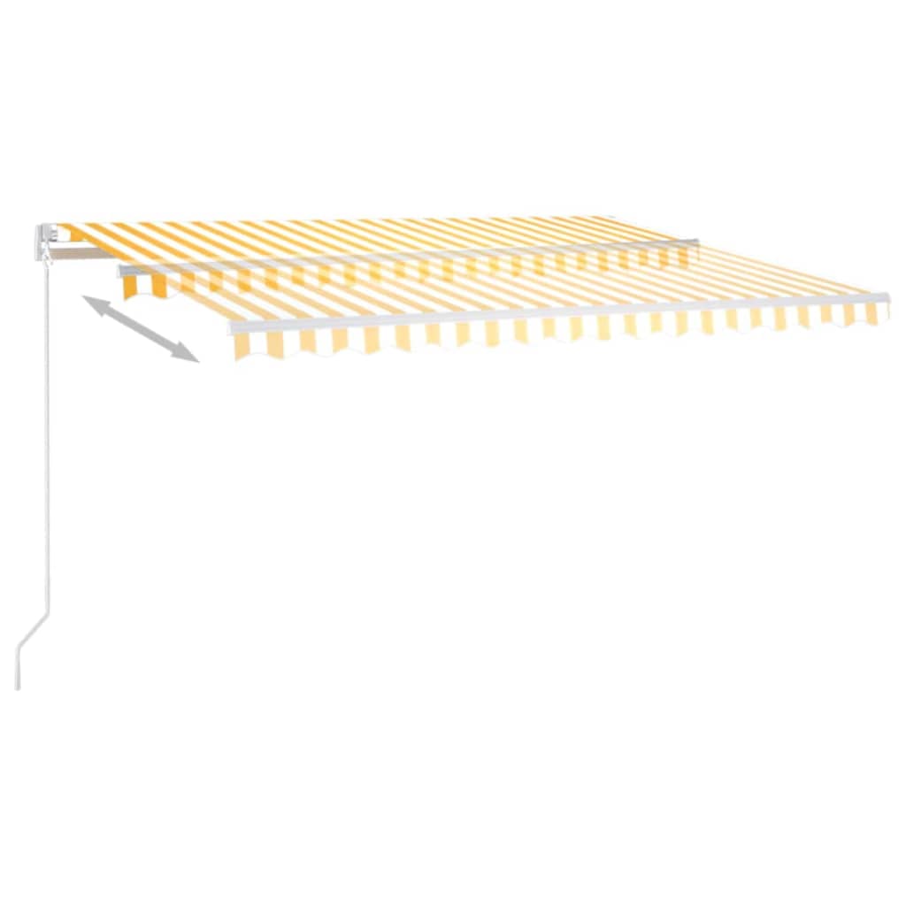 Toldo retráctil manual amarillo y blanco 450x300 cm vidaXL