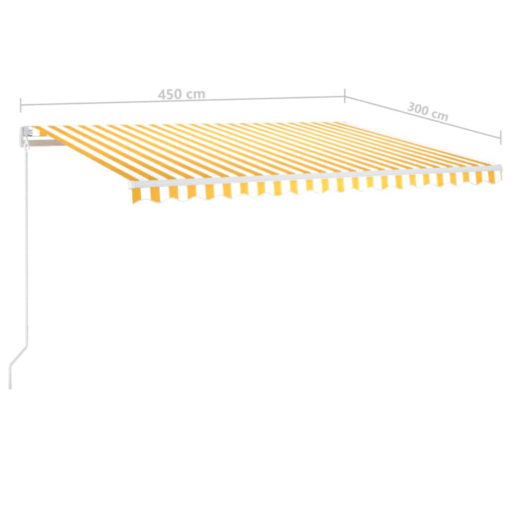 Toldo retráctil manual amarillo y blanco 450x300 cm vidaXL