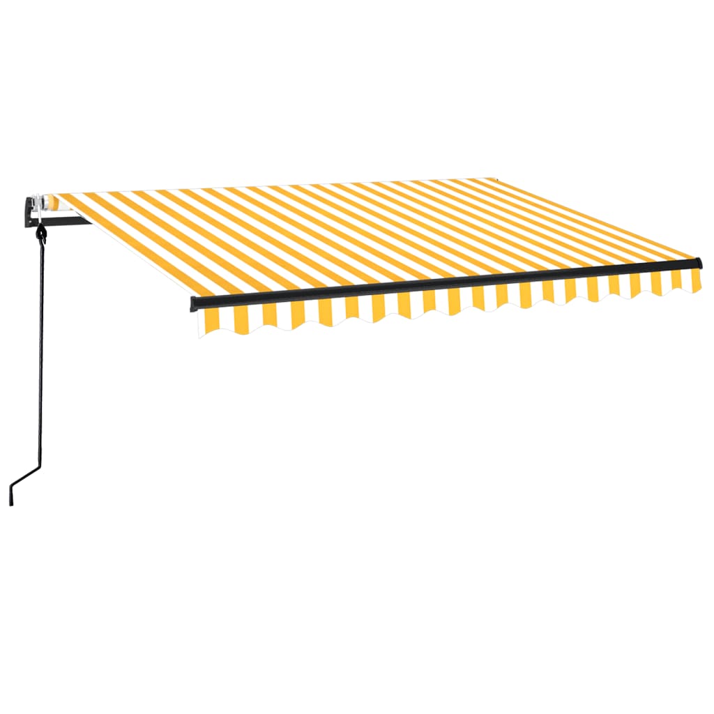 Toldo retráctil automático amarillo y blanco 350x250 cm vidaXL