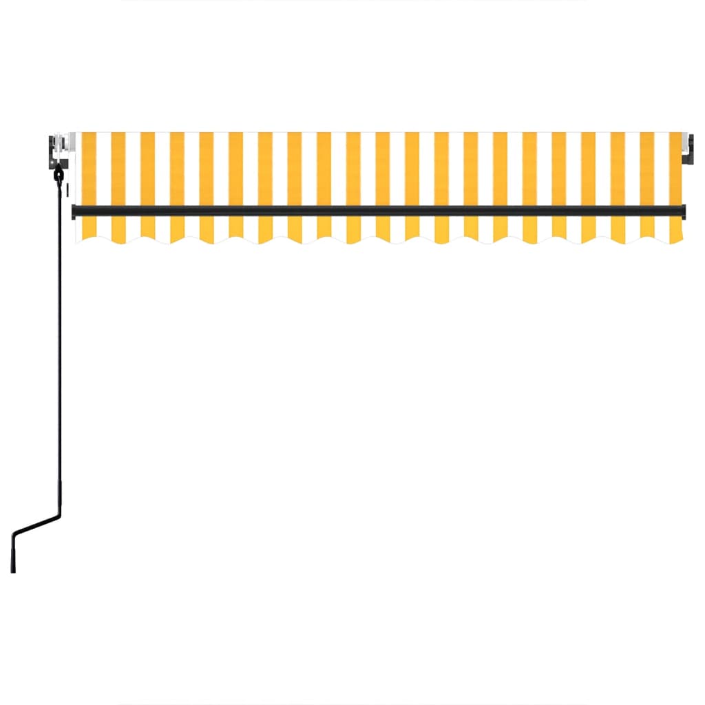 Toldo retráctil automático amarillo y blanco 350x250 cm vidaXL