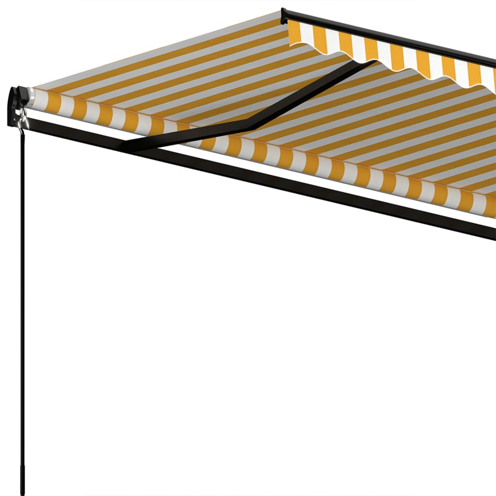 Toldo retráctil automático amarillo y blanco 350x250 cm vidaXL