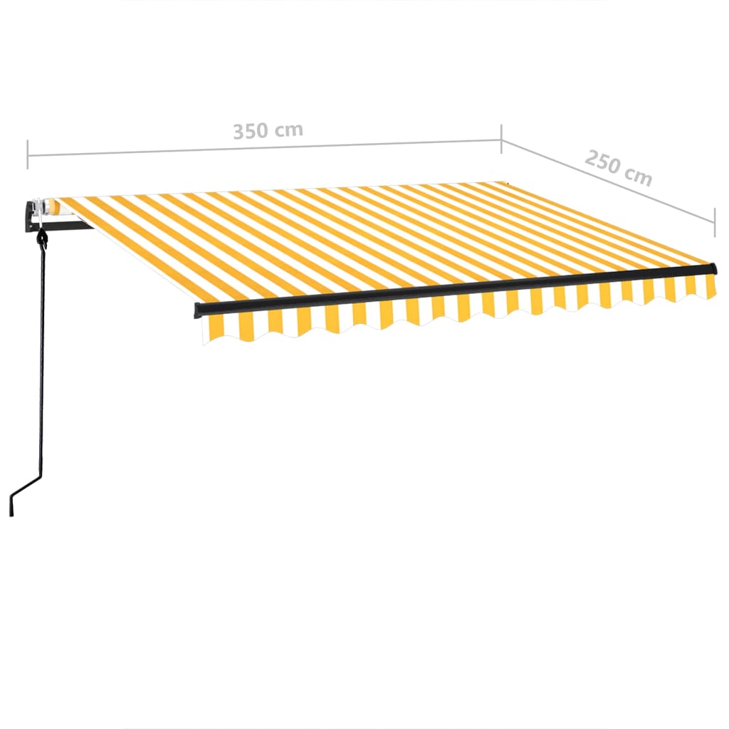 Toldo retráctil automático amarillo y blanco 350x250 cm vidaXL