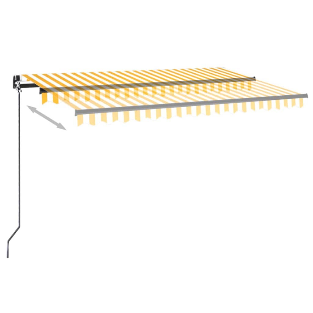 Toldo retráctil manual amarillo y blanco 450x300 cm vidaXL