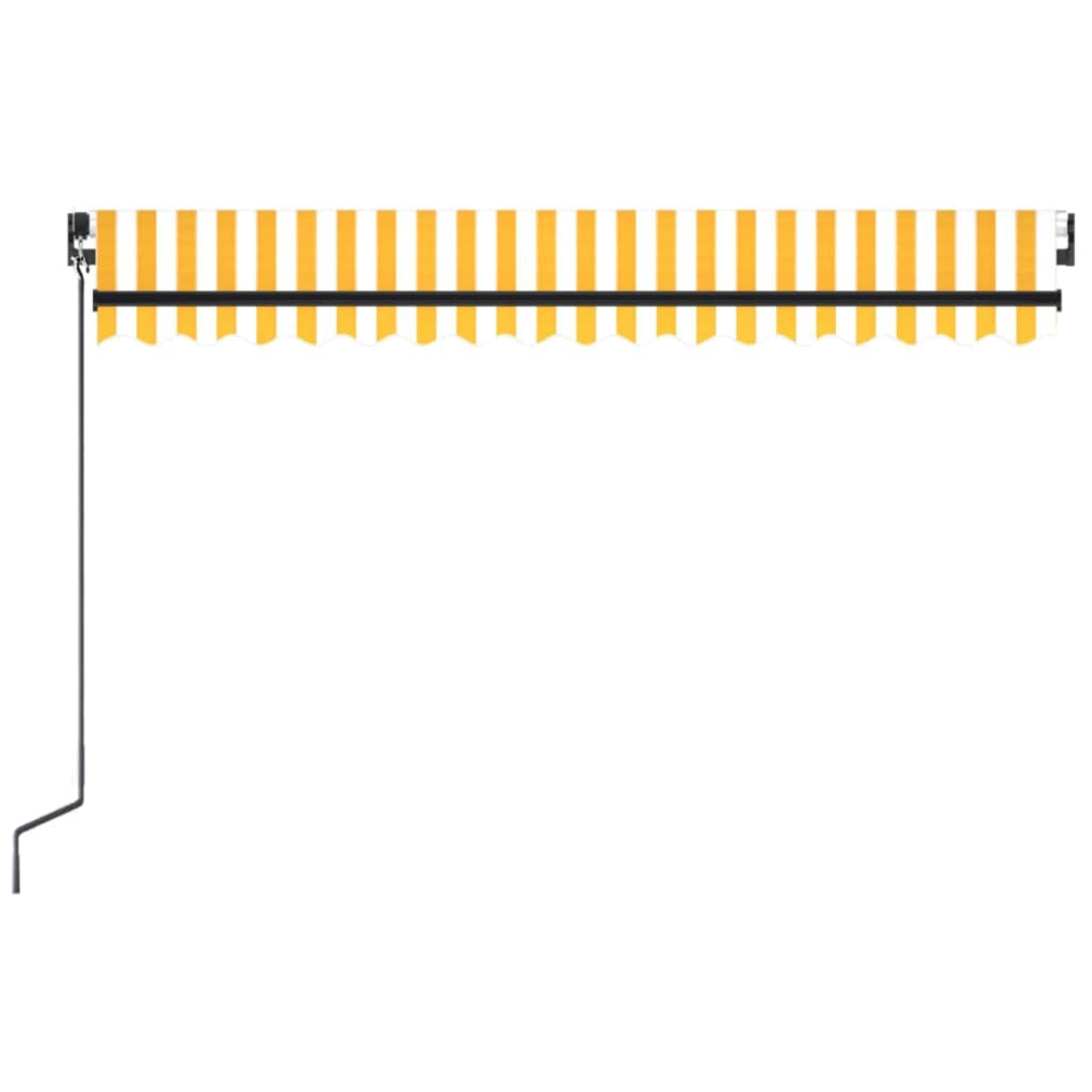 Toldo retráctil manual amarillo y blanco 450x300 cm vidaXL