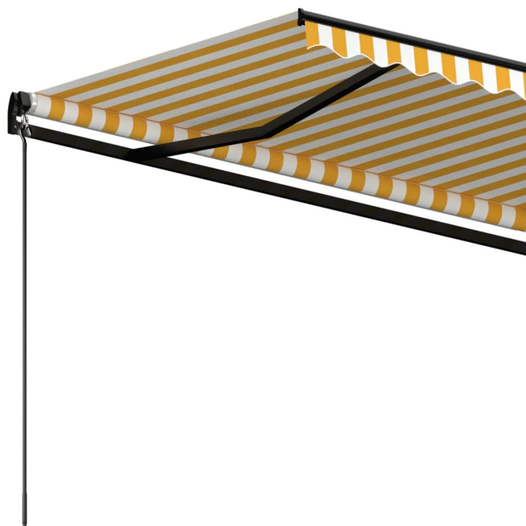 Toldo retráctil manual amarillo y blanco 450x300 cm vidaXL