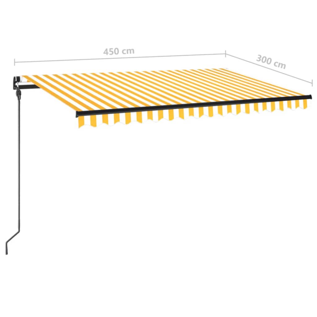 Toldo retráctil manual amarillo y blanco 450x300 cm vidaXL