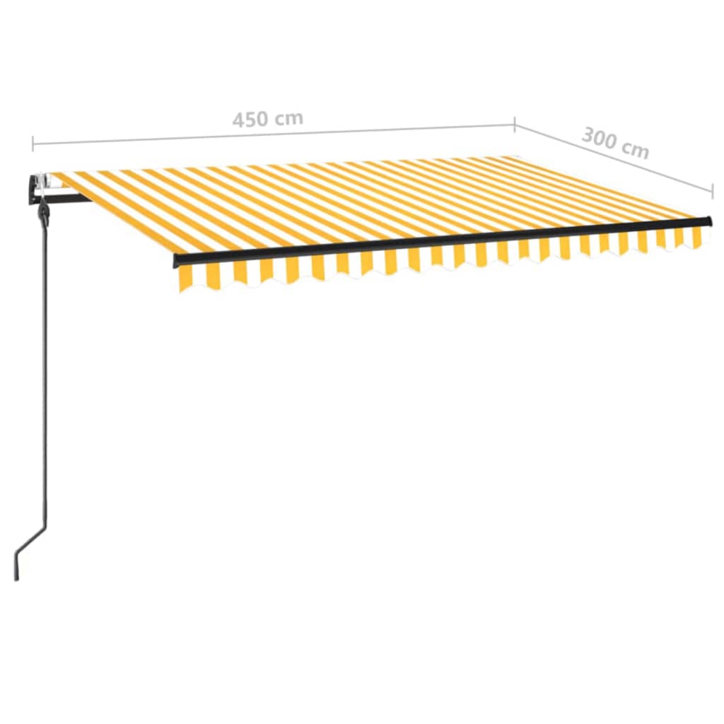 Toldo retráctil automático amarillo y blanco 450x300 cm vidaXL