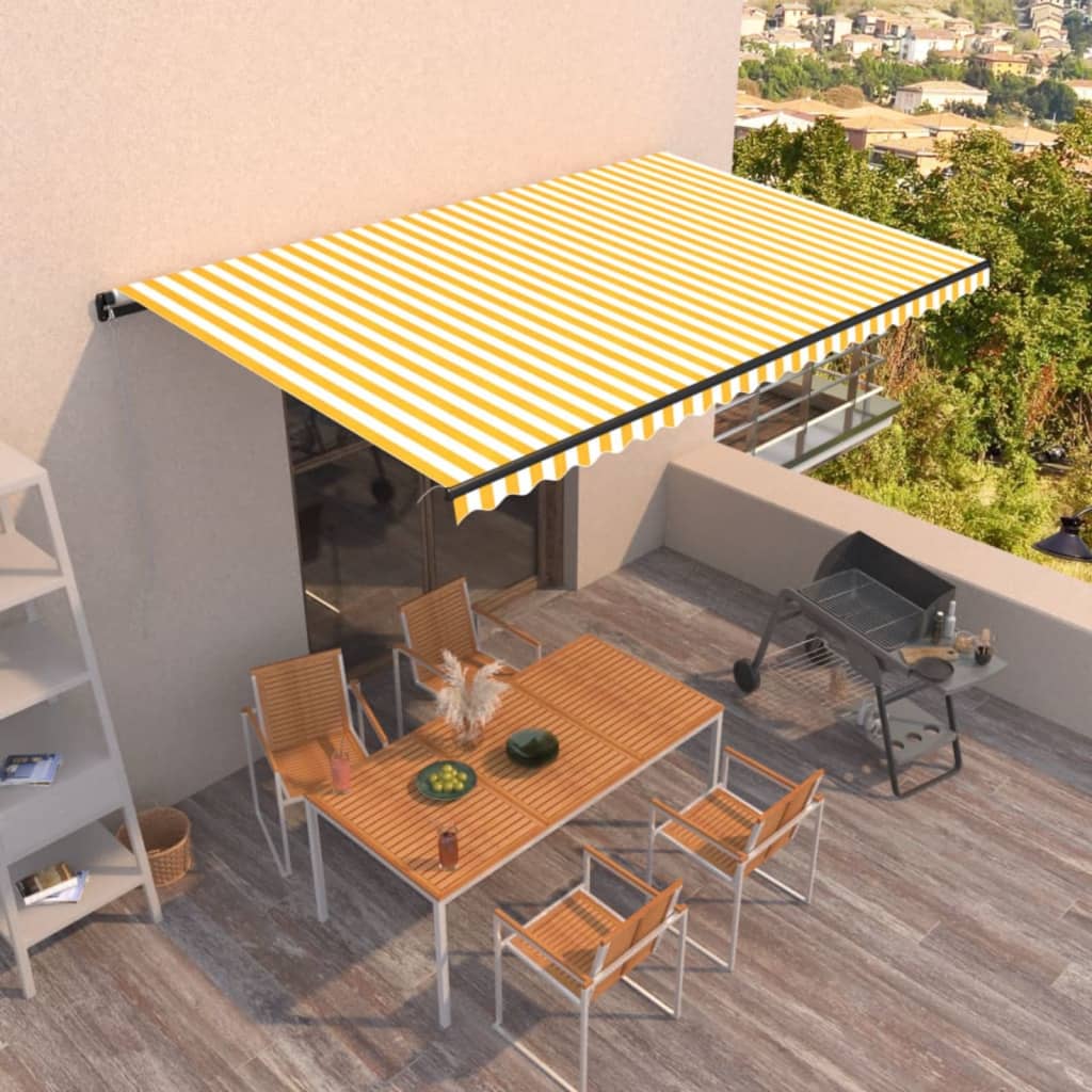 Toldo retráctil manual amarillo y blanco 500x300 cm vidaXL