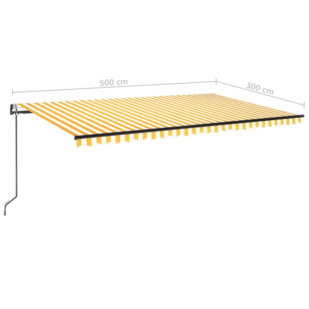 Toldo retráctil automático amarillo y blanco 500x300 cm vidaXL