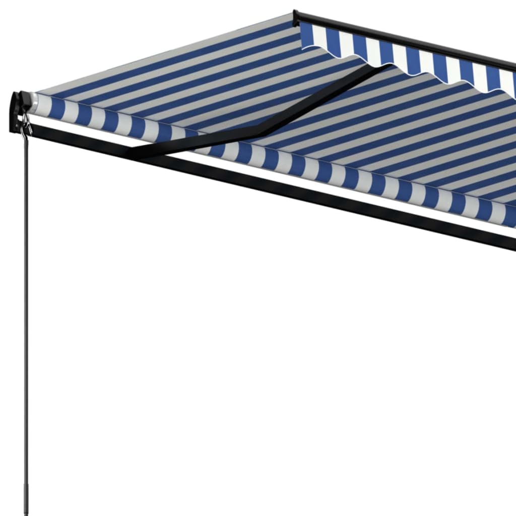 Toldo retráctil manual azul y blanco 400x350 cm vidaXL