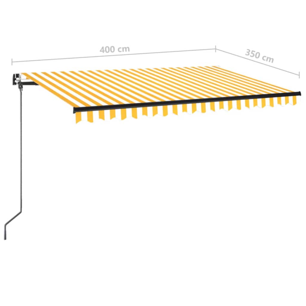 Toldo retráctil manual amarillo y blanco 400x350 cm vidaXL