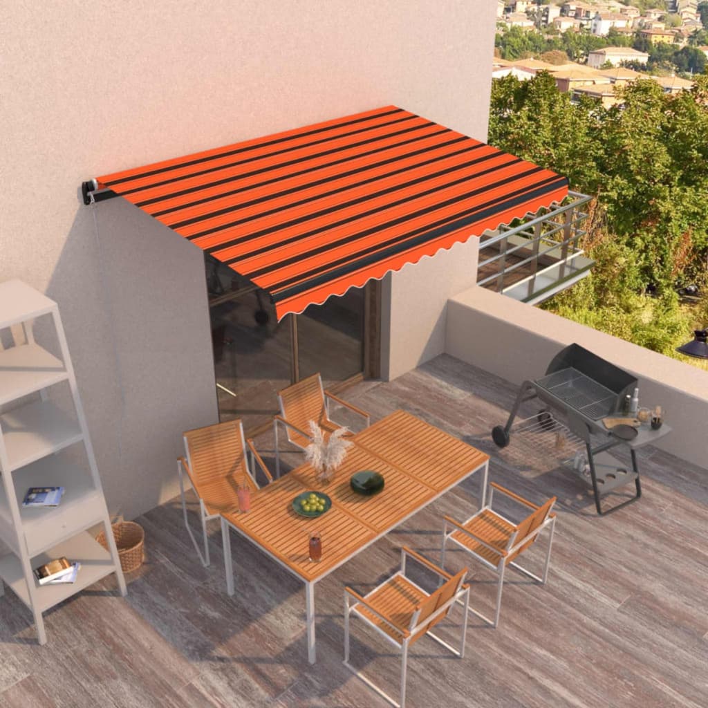 Toldo retráctil manual naranja y marrón 400x350 cm vidaXL