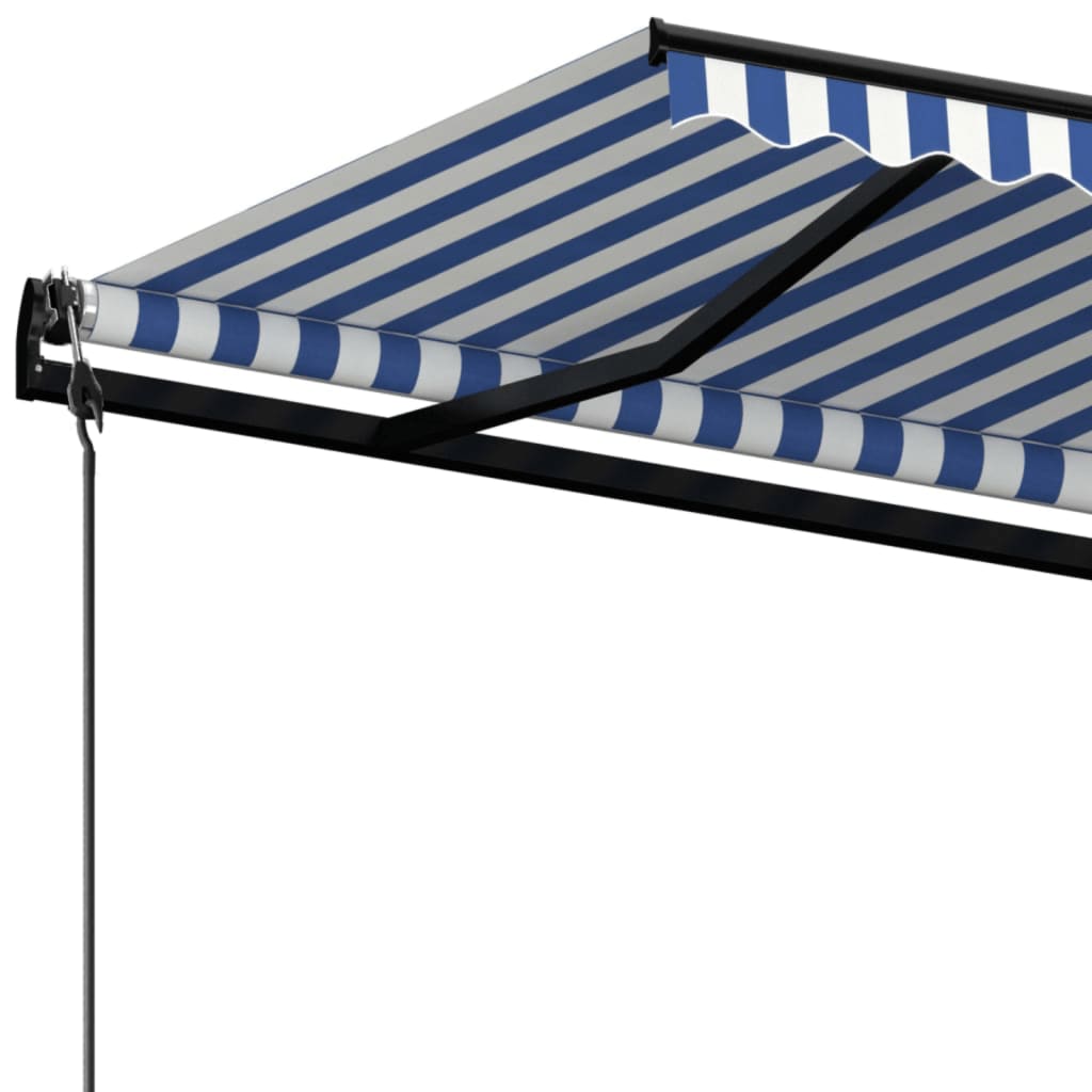 Toldo automático retráctil azul y blanco 400x350 cm vidaXL