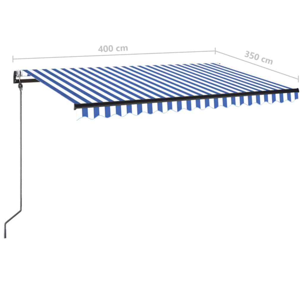 Toldo automático retráctil azul y blanco 400x350 cm vidaXL