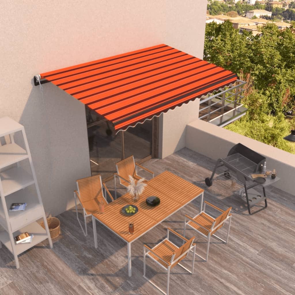 Toldo retráctil manual naranja y marrón 400x350 cm vidaXL