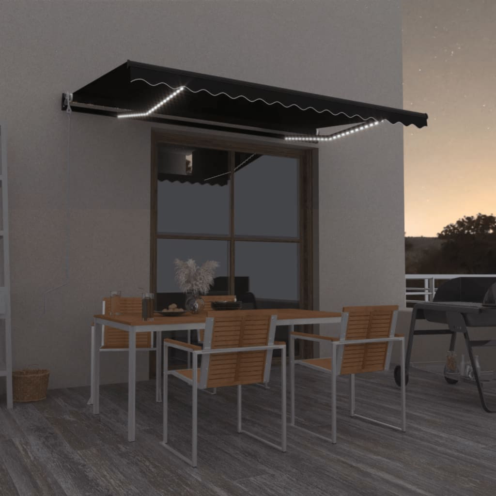 Vetonek Toldo automático LED sensor de viento gris antracita 400x350 cm