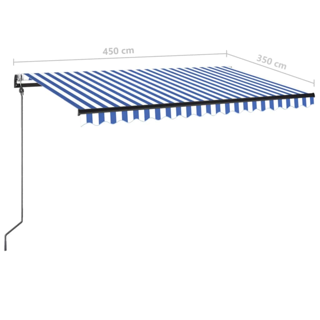 Toldo automático retráctil azul y blanco 450x350 cm vidaXL