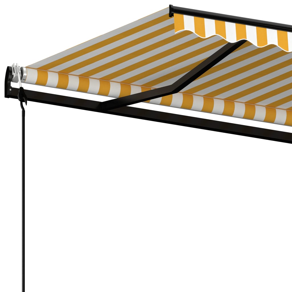 Toldo retráctil automático amarillo y blanco 450x350 cm vidaXL