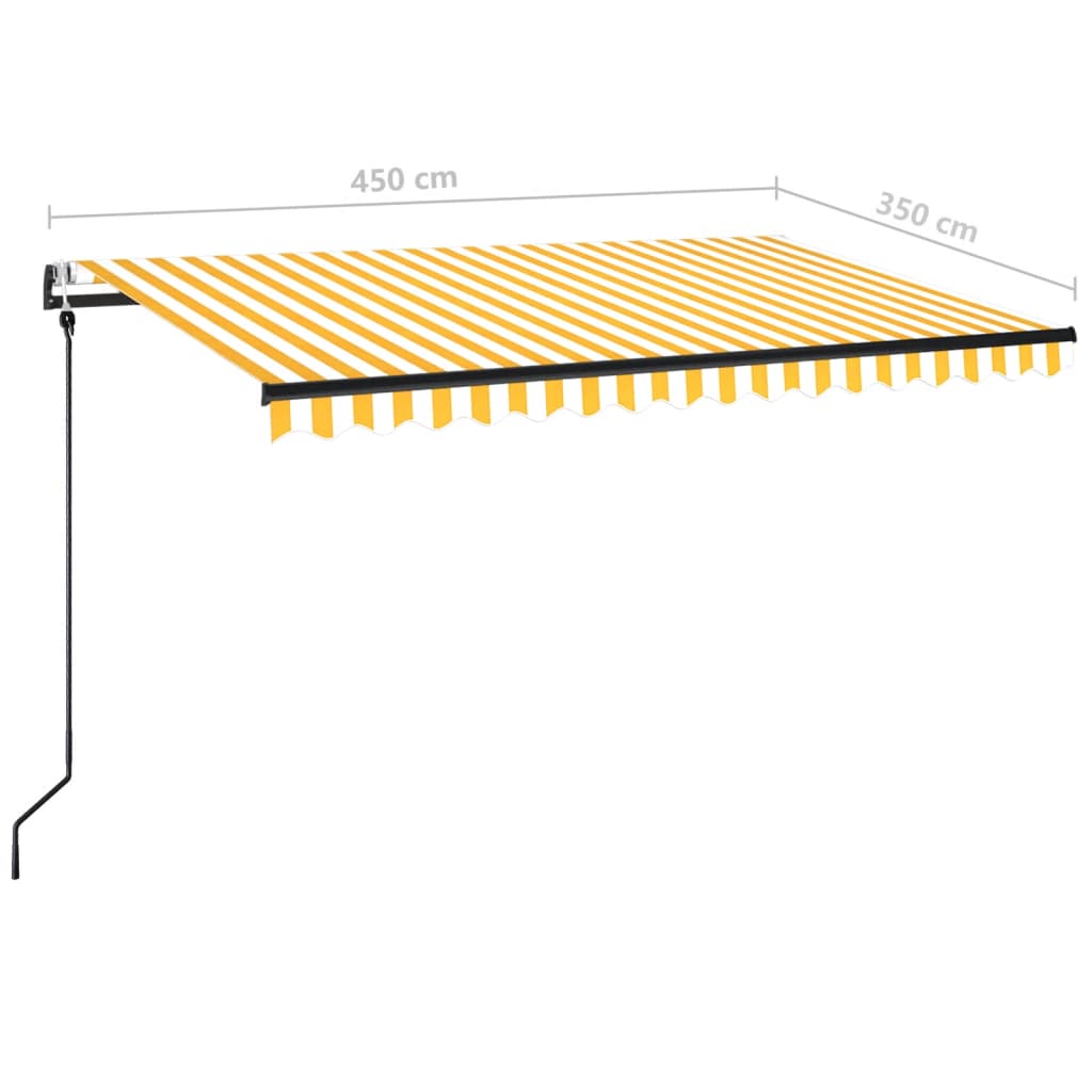 Toldo retráctil automático amarillo y blanco 450x350 cm vidaXL