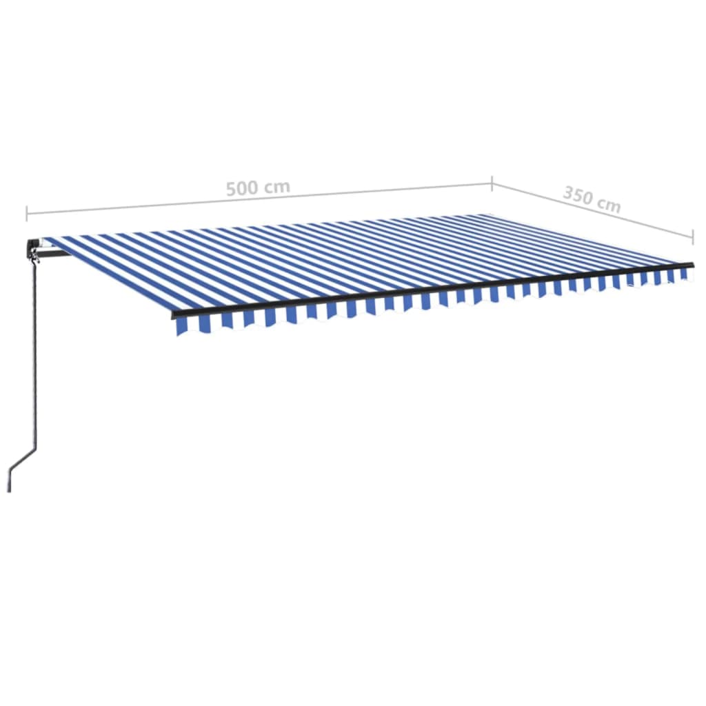 Toldo retráctil manual azul y blanco 500x350 cm vidaXL