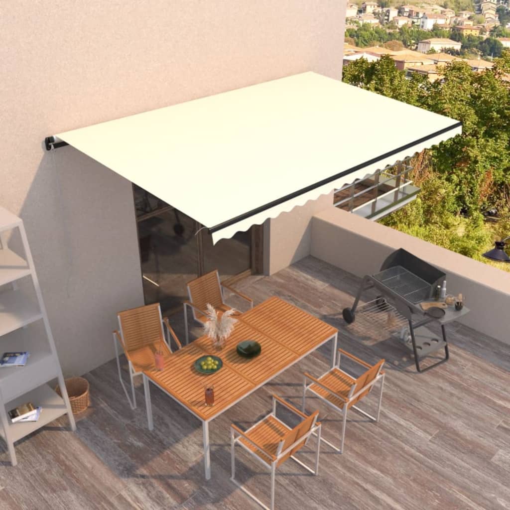 Toldo retráctil manual crema 500x350 cm vidaXL