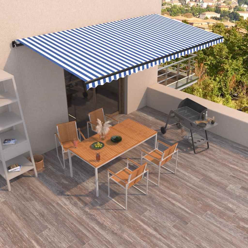 Vetonek Toldo retráctil manual azul y blanco 600x350 cm