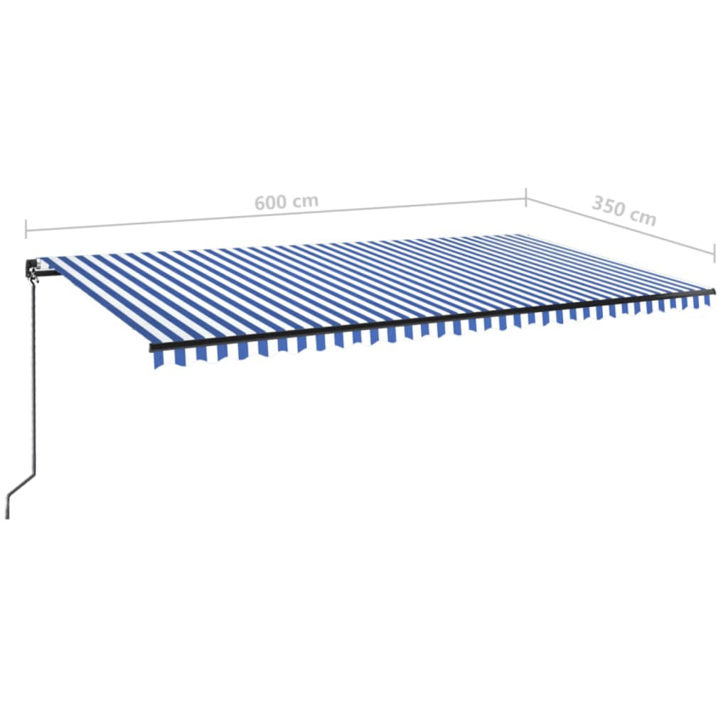 Toldo retráctil manual azul y blanco 600x350 cm vidaXL