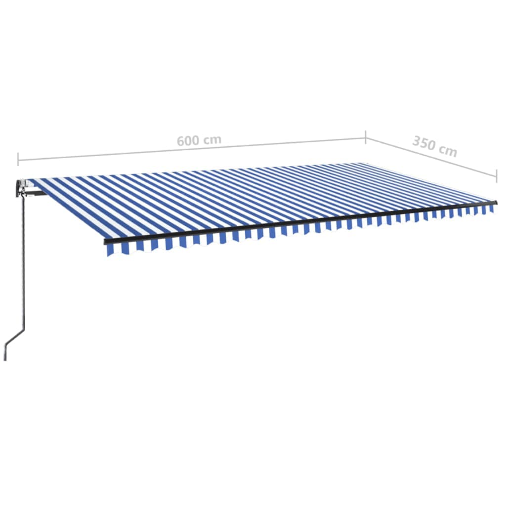 Toldo automático retráctil azul y blanco 600x350 cm vidaXL