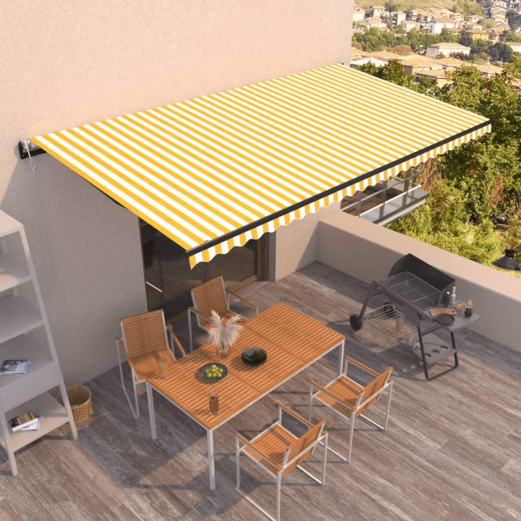 Vetonek Toldo retráctil automático amarillo y blanco 600x350 cm