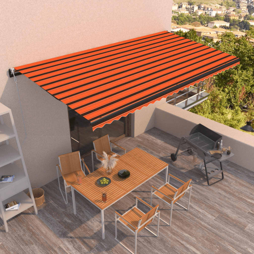 Toldo automático retráctil naranja y marrón 600x350 cm vidaXL