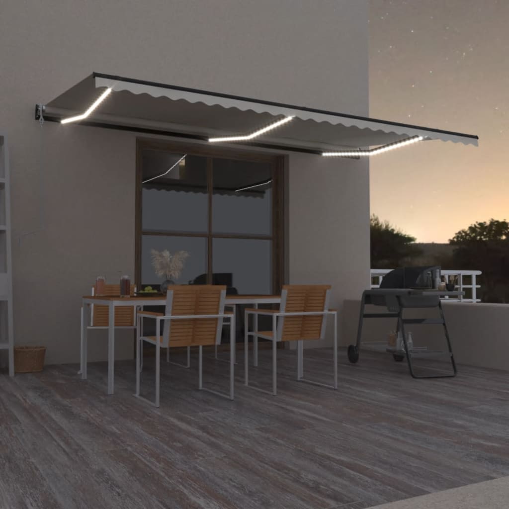 Vetonek Toldo automático con LED sensor de viento crema 600x350 cm