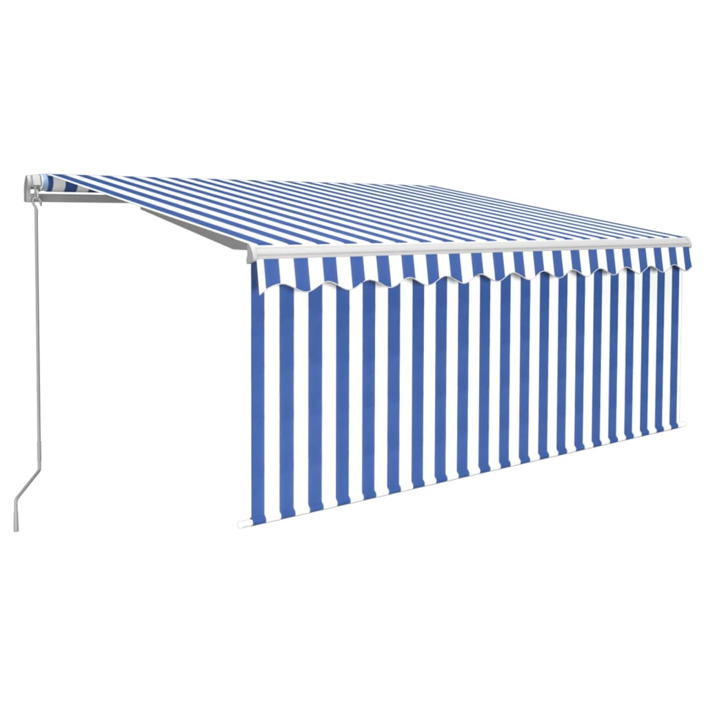 Toldo retráctil manual con persiana azul y blanco 3x2,5 m vidaXL