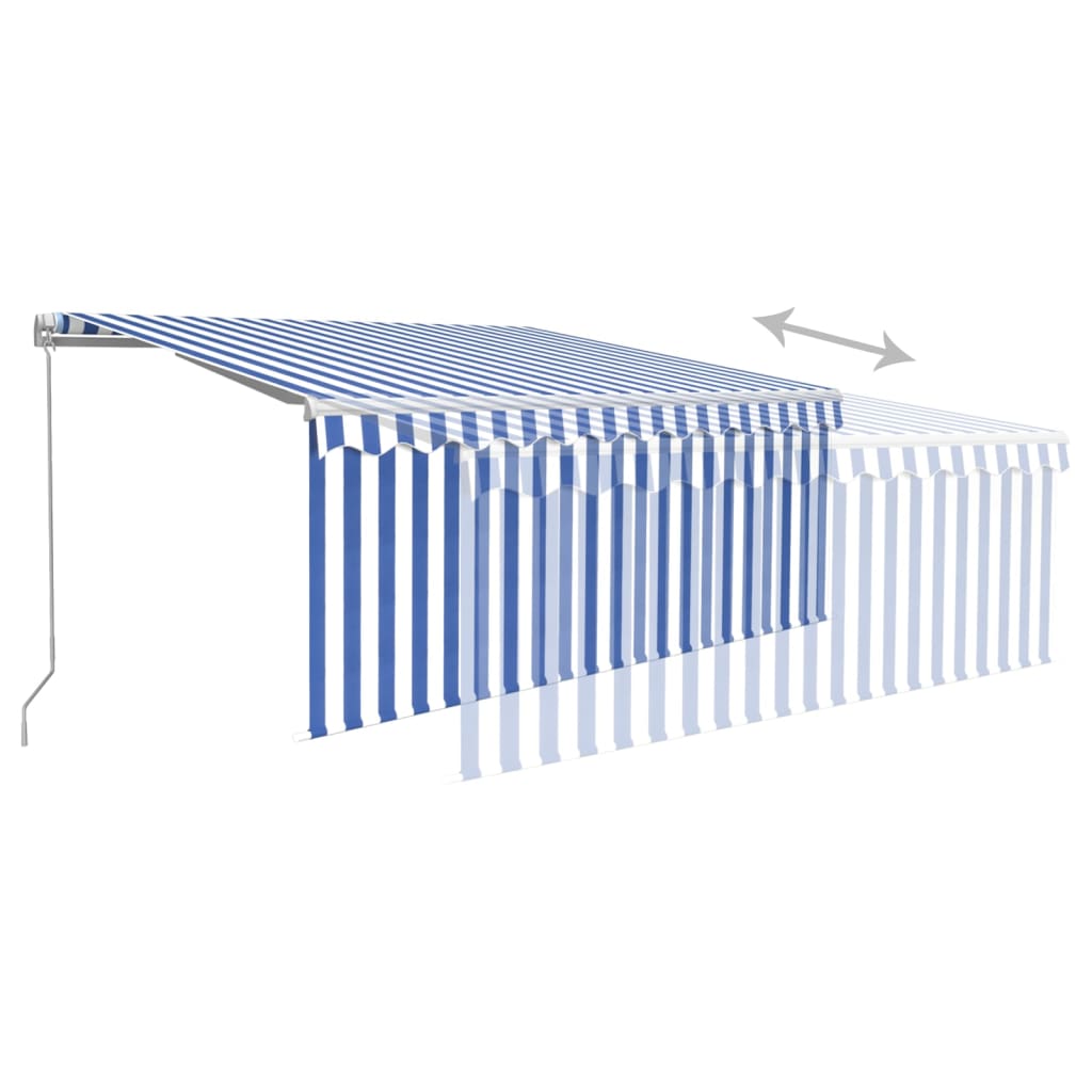 Toldo retráctil manual con persiana azul y blanco 3x2,5 m vidaXL