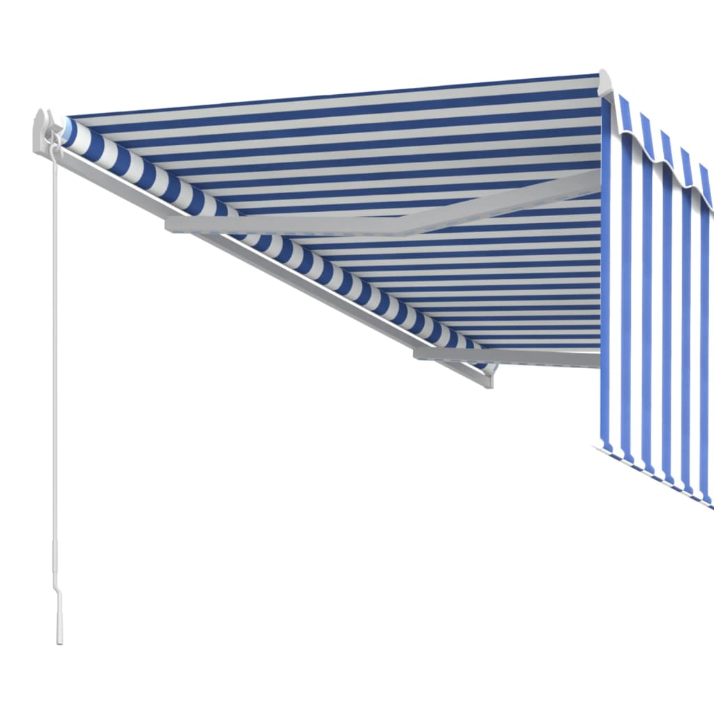 Toldo retráctil manual con persiana azul y blanco 3x2,5 m vidaXL