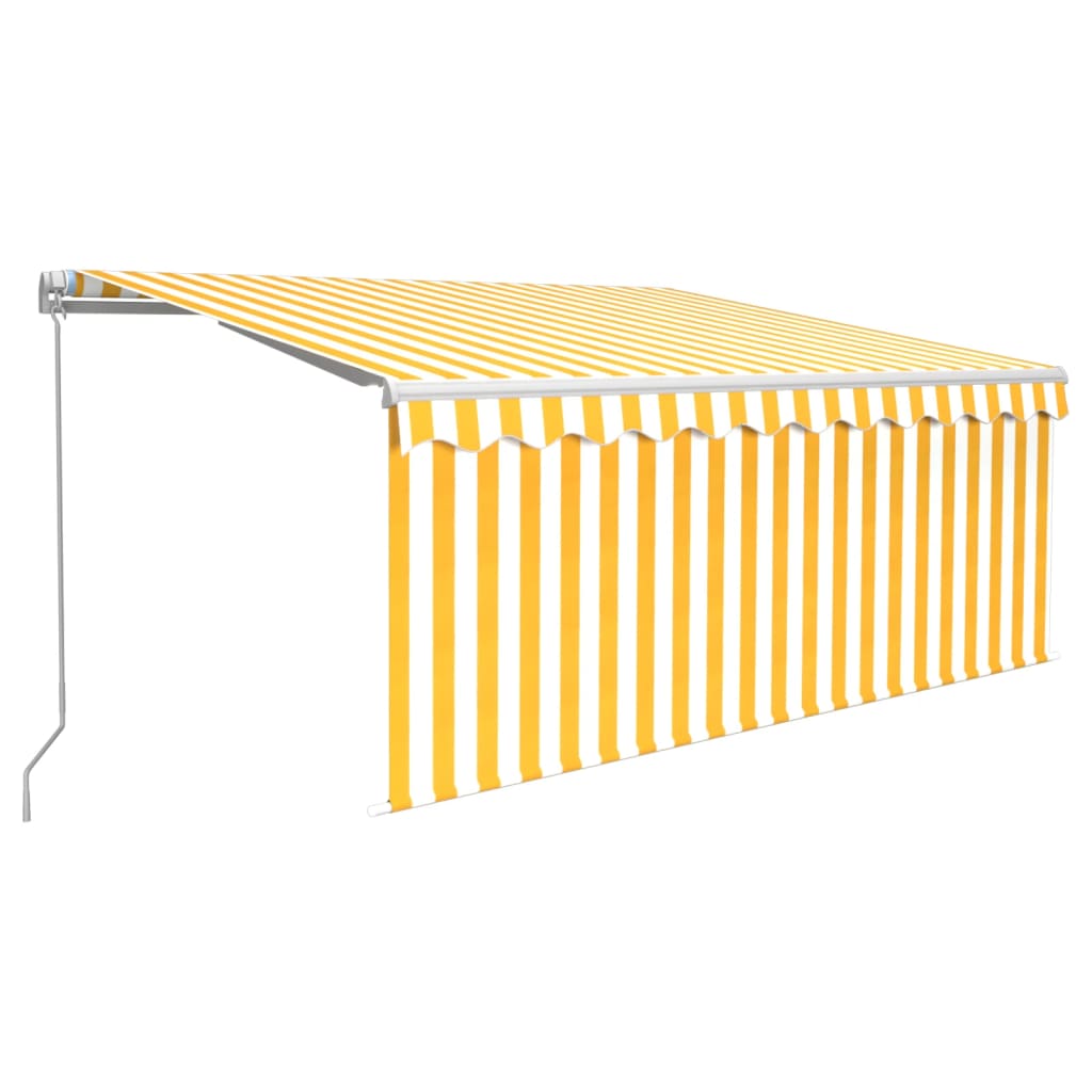 Toldo retráctil manual con persiana amarillo y blanco 3x2,5 m vidaXL