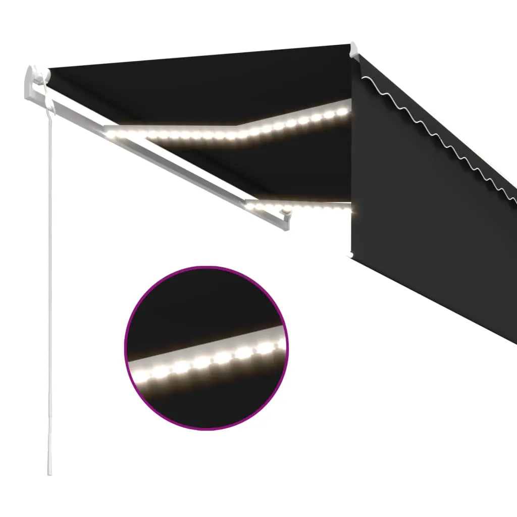 Automatic awning LED blind wind sensor anthracite 3.5x2.5 m V6186 Vetonek
