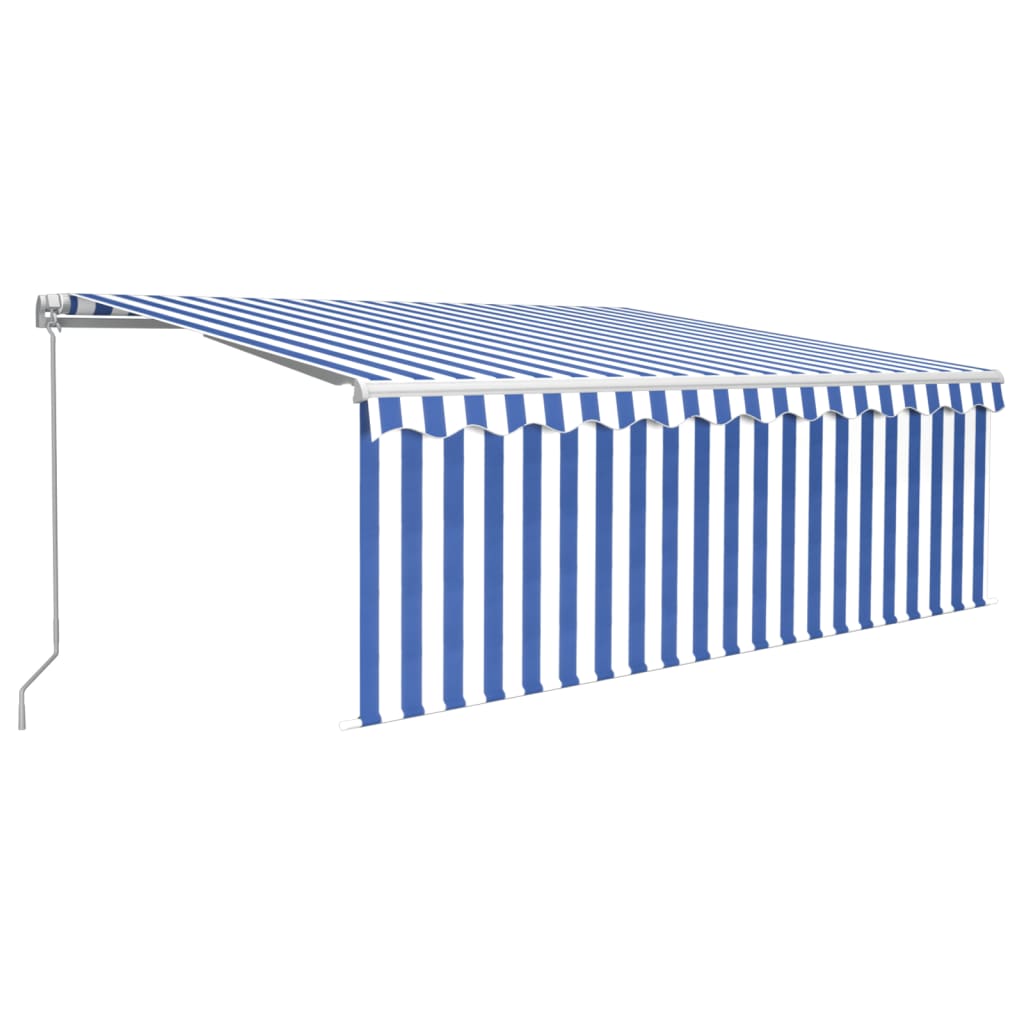 Toldo automático retráctil con persiana azul y blanco 4,5x3 m vidaXL