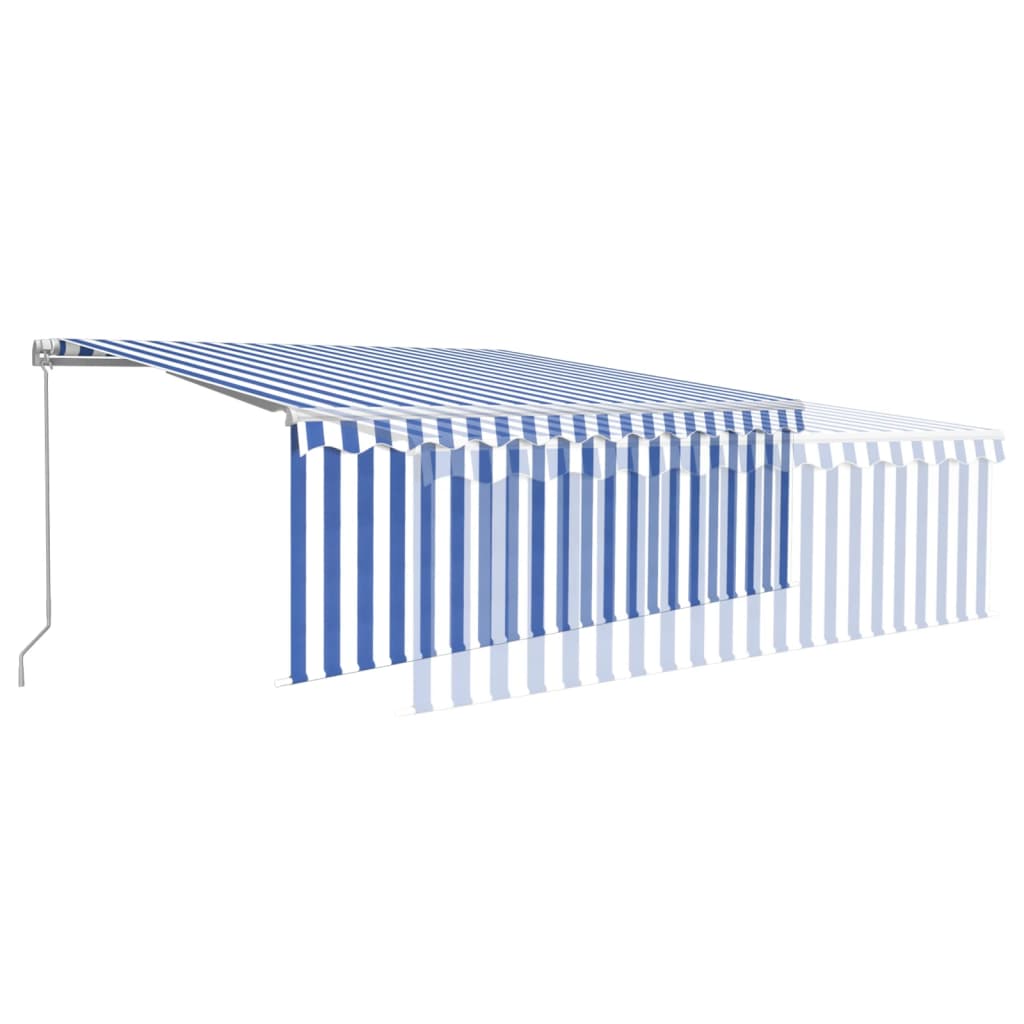 Toldo automático retráctil con persiana azul y blanco 4,5x3 m vidaXL