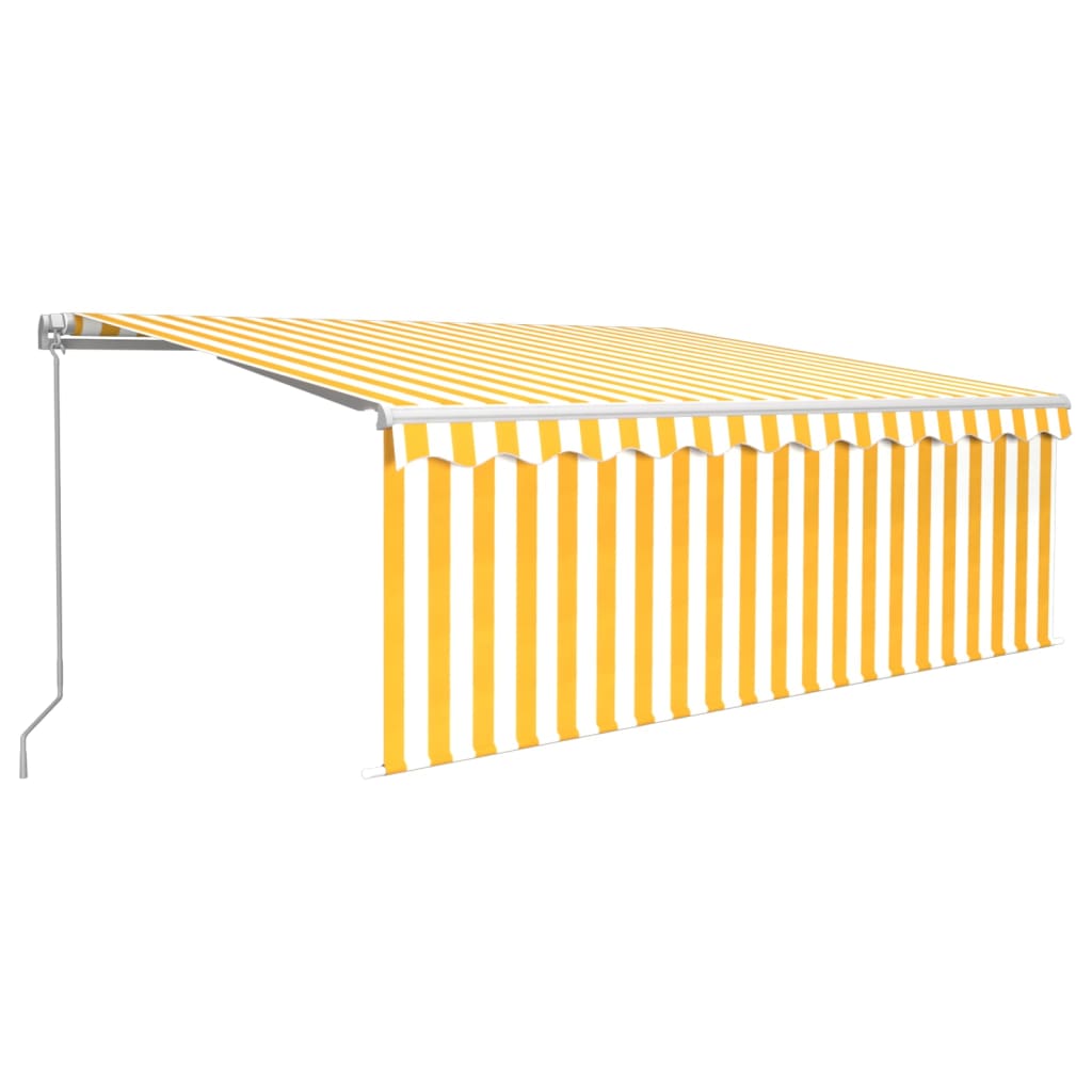 Toldo retráctil manual con persiana amarillo y blanco 4,5x3 m vidaXL