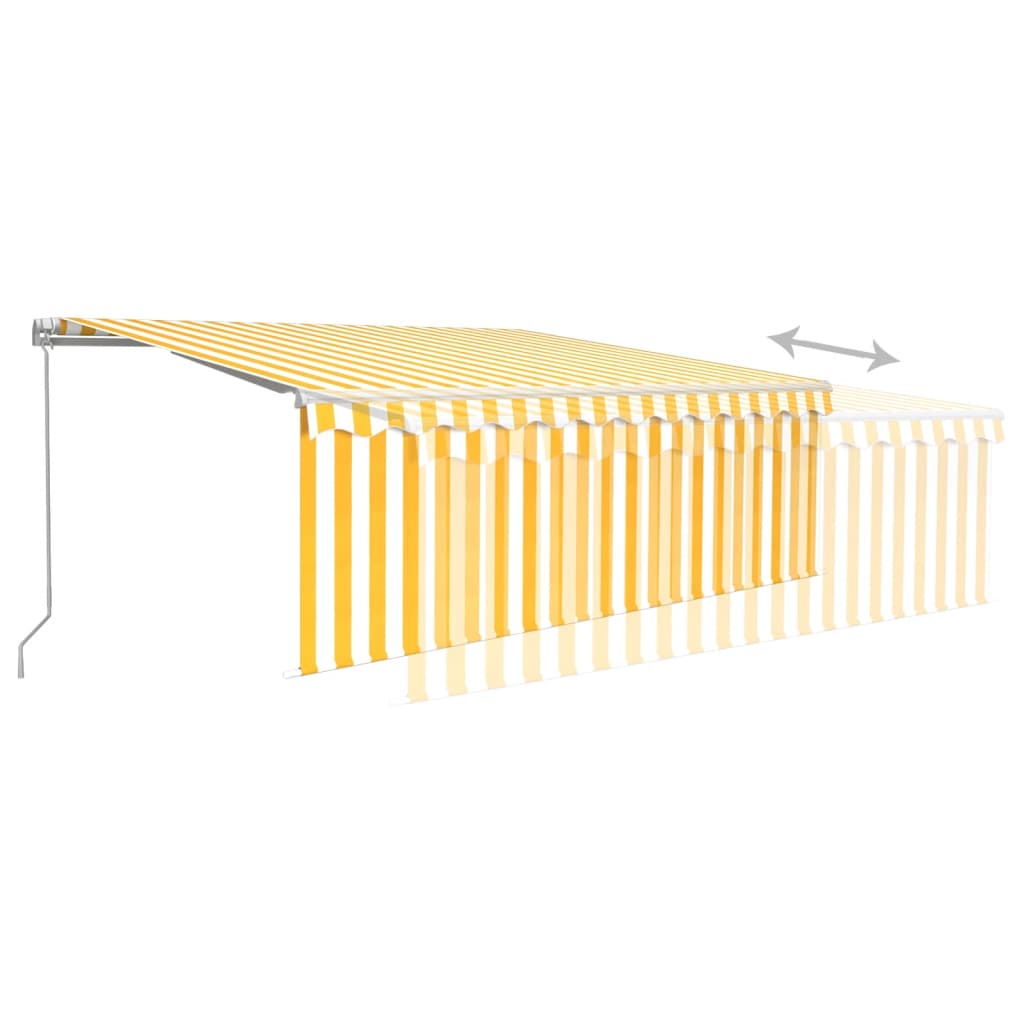 Toldo retráctil manual con persiana amarillo y blanco 4,5x3 m vidaXL